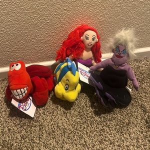Disney little mermaid, Sebastian, Ariel, Flounder, Ursula NWT